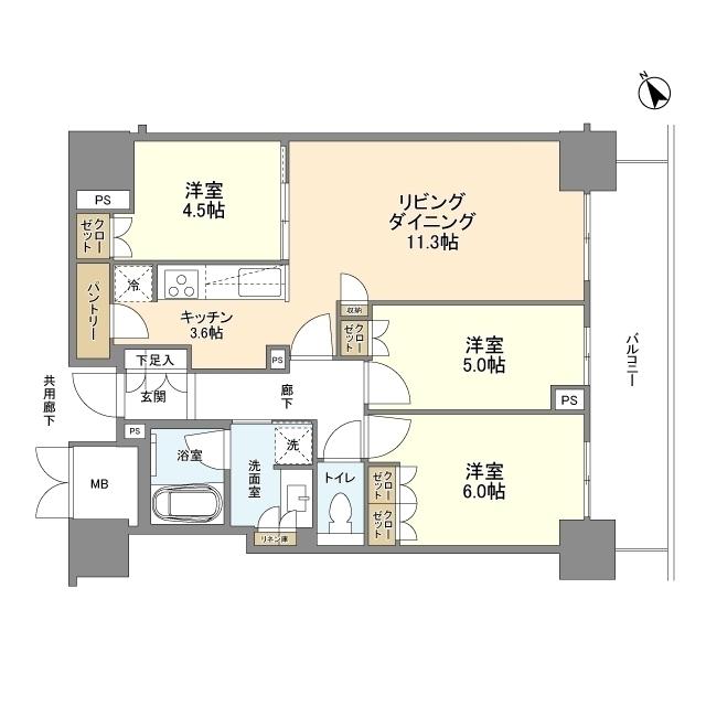 アトラスタワー草津(3LDK/16階)の間取り写真