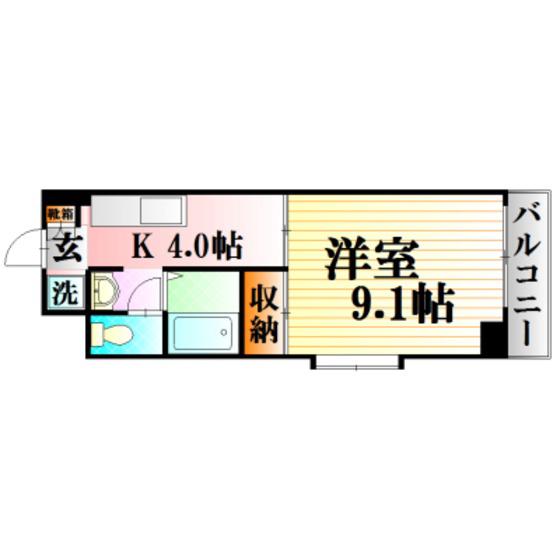 グランヴェルジェ中須II(1K/3階)の間取り写真
