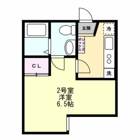 ベイルーム六浦B棟(1K/2階)の間取り写真