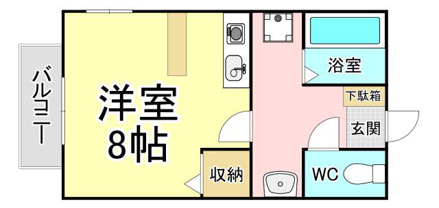 グレース6(ワンルーム/1階)の間取り写真