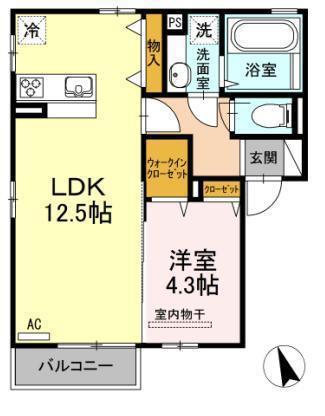 ヴェルデ カーサ(1LDK/2階)の間取り写真