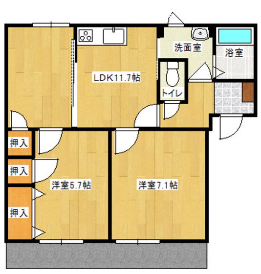フレグランス渡村(3DK/1階)の間取り写真