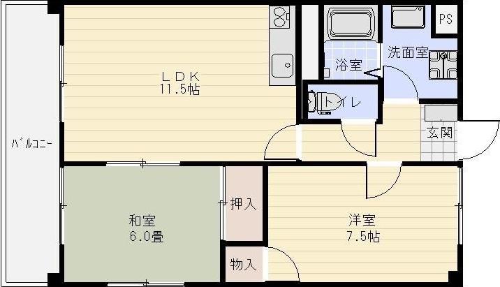 ヴィーブルオガイ(2LDK/2階)の間取り写真