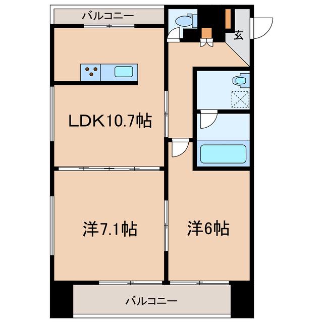 ピアビル(2LDK/9階)の間取り写真