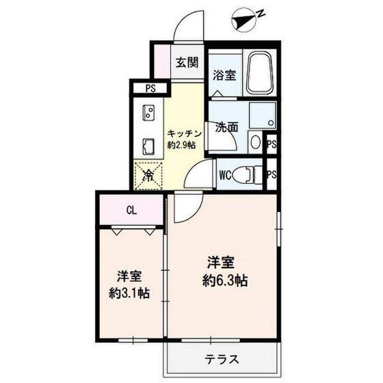 DエラングラースH仙台宮町(2K/1階)の間取り写真