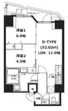 S-RESIDENCE蔵前(1K/13階)の間取り写真