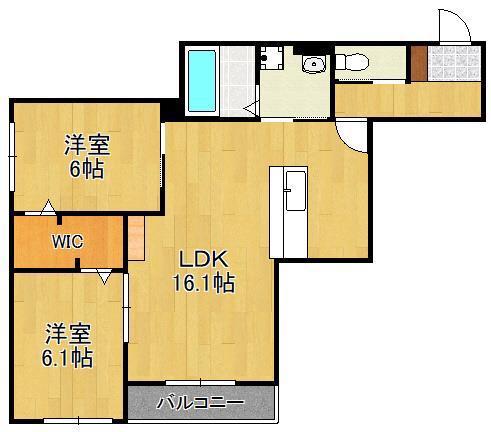 メゾンルボア大里(2LDK/2階)の間取り写真