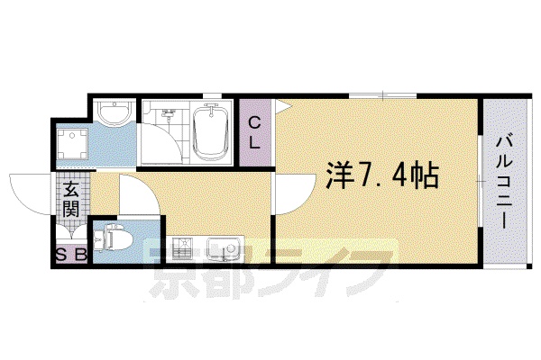 ベラジオ雅び京都円町II(1K/4階)の間取り写真