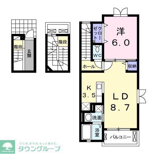 ディア・フィオーレII(1LDK/3階)の間取り写真