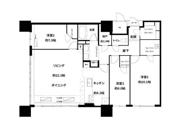 MJR熊本ゲートタワー(3LDK/29階)の間取り写真