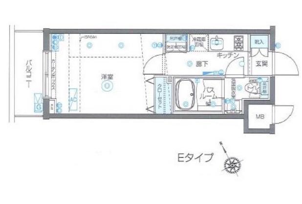 ZOOM恵比寿(1K/3階)の間取り写真