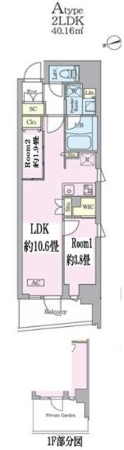 GARDEN XAVIS門前仲町(2LDK/1階)の間取り写真