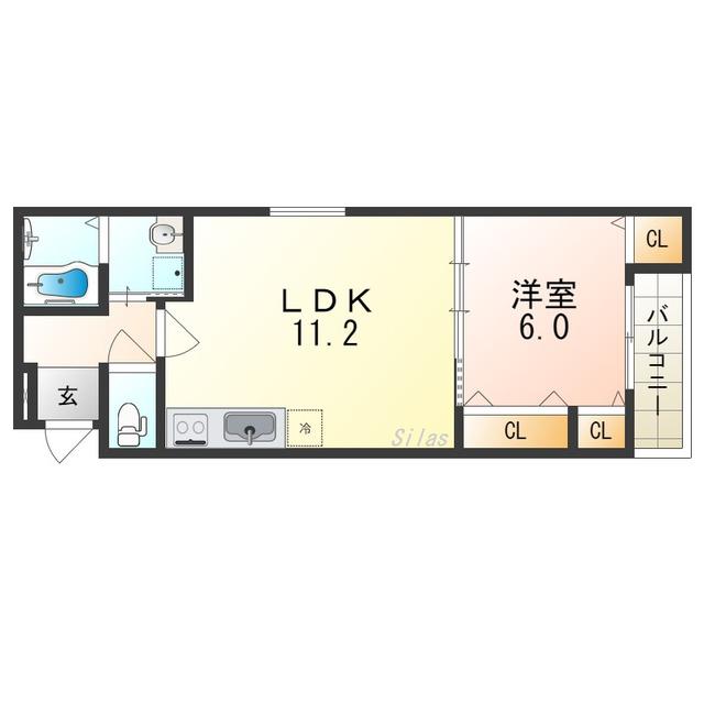 フジパレス諏訪ノ森VI番館(1LDK/1階)の間取り写真