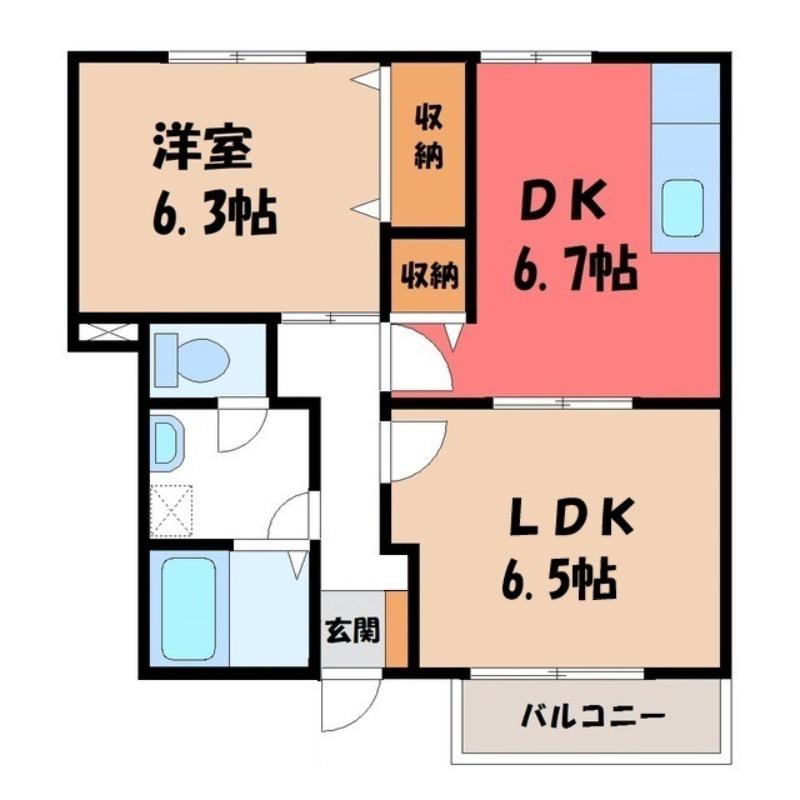 エトワール(2DK/1階)の間取り写真