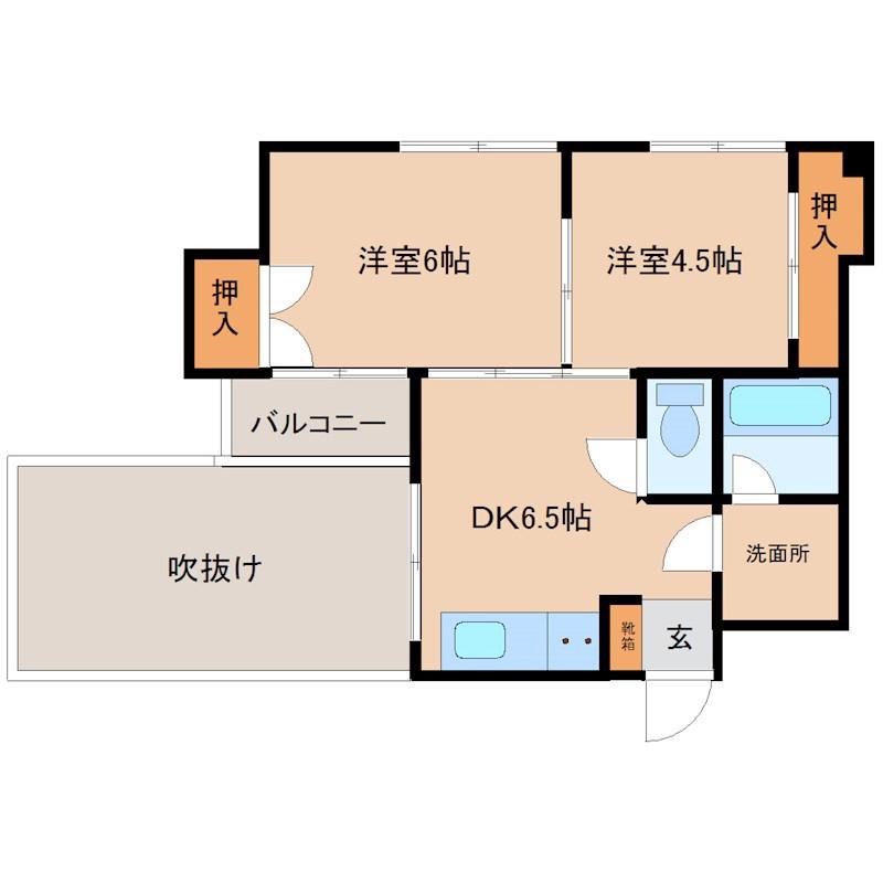 レガリア園田(2DK/2階)の間取り写真