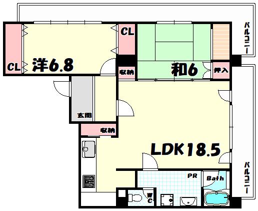 ハーバーズコート(2LDK/8階)の間取り写真