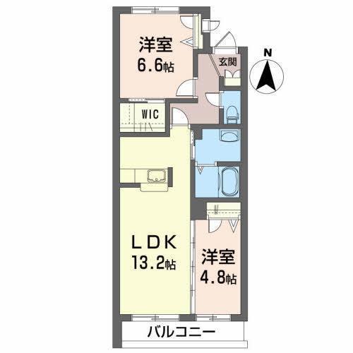 MAISON・MAST売市B(2LDK/1階)の間取り写真