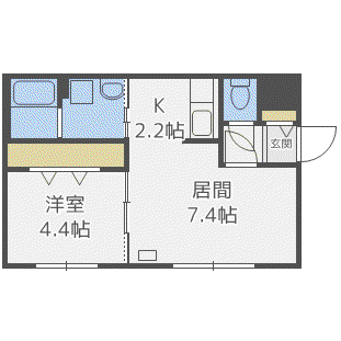 アンシャンテ手稲前田(1LDK/2階)の間取り写真