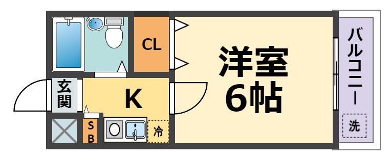 ジョイ甲子園(1K/1階)の間取り写真