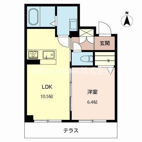 BEREO厚東(1LDK/1階)の間取り写真