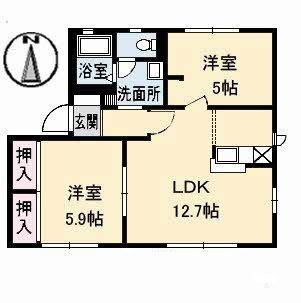 シャーメゾン高栄 C棟(2LDK/1階)の間取り写真