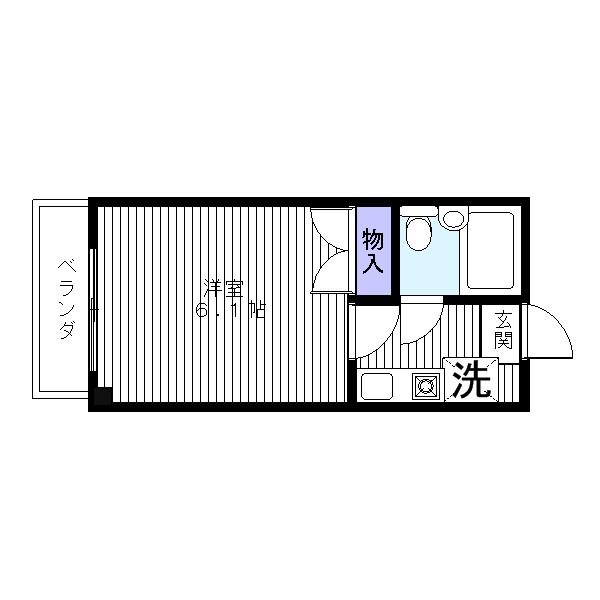 リヴァサイドフラッツ八王子(1K/3階)の間取り写真