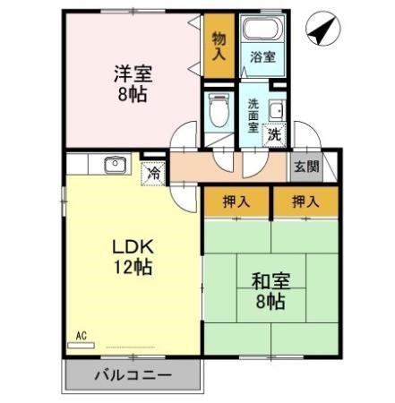 エクセルハイムII(2LDK/2階)の間取り写真
