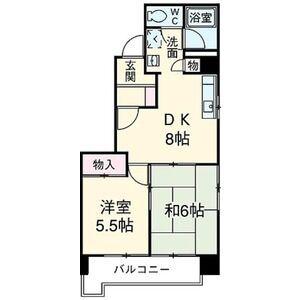 コーラル志賀(2LDK/4階)の間取り写真