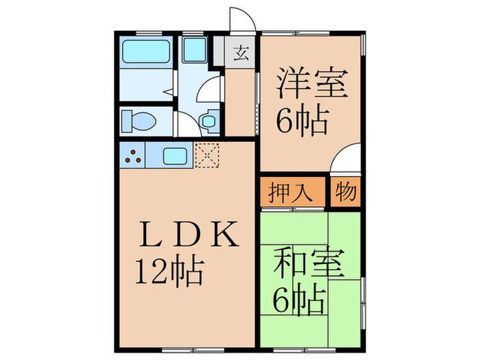 ケイハイツI(2LDK/1階)の間取り写真