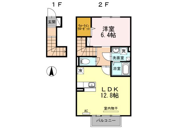エスカーザ(1LDK/2階)の間取り写真