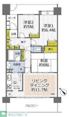 コスモシティー川越(3LDK/11階)の間取り写真