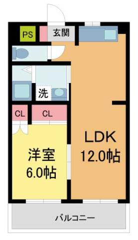 グローリー甲子園(1LDK/2階)の間取り写真