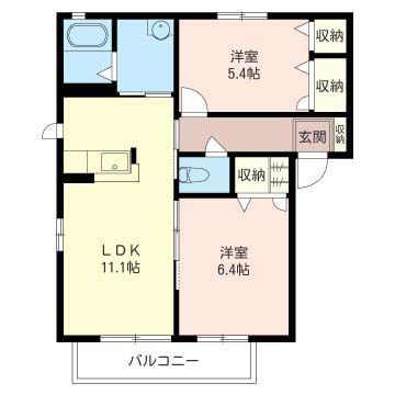 セリエ鵠沼I(2LDK/2階)の間取り写真