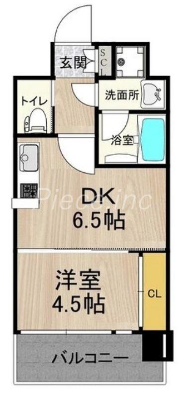 プレジオ江坂Ⅱ(1DK/2階)の間取り写真