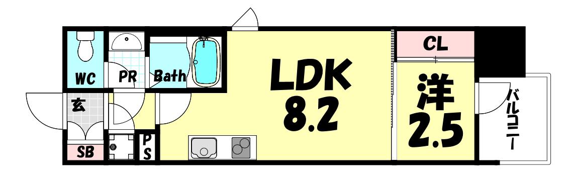 セレニテ神戸駅前アリエ(1LDK/2階)の間取り写真