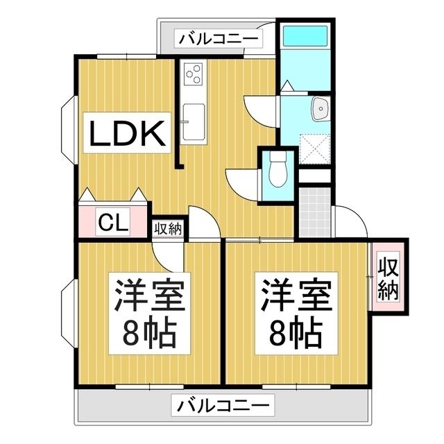 中央ハイツ A棟(2LDK/1階)の間取り写真