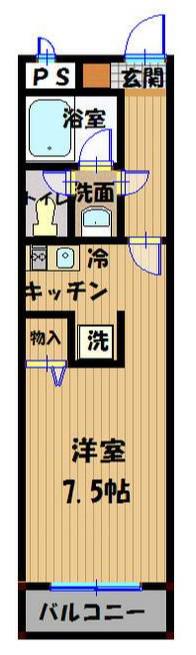 シェルブール(1K/2階)の間取り写真