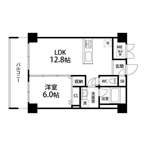 デュランティ長町(1LDK/6階)の間取り写真