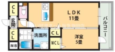 ルアーナ姫島(1LDK/1階)の間取り写真