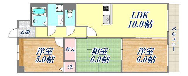 デイグランシェル(3LDK/5階)の間取り写真