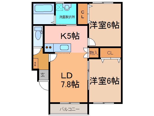 BRAVE(2LDK/3階)の間取り写真