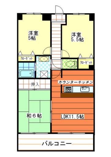 パインヒルコーナン(3LDK/4階)の間取り写真