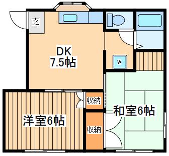 パンシオン橋本(2DK/1階)の間取り写真