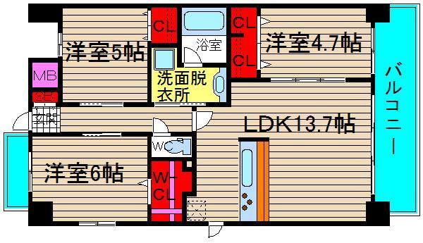 ソル グランデ(3LDK/4階)の間取り写真