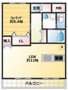 ベルデュール成田幸町(1LDK/4階)の間取り写真
