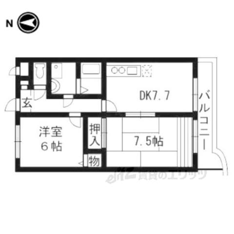 ジュンパルティール(2DK/1階)の間取り写真