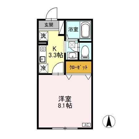 マイルド B(1K/1階)の間取り写真