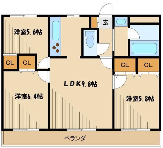 サザントゥリーII(3LDK/2階)の間取り写真