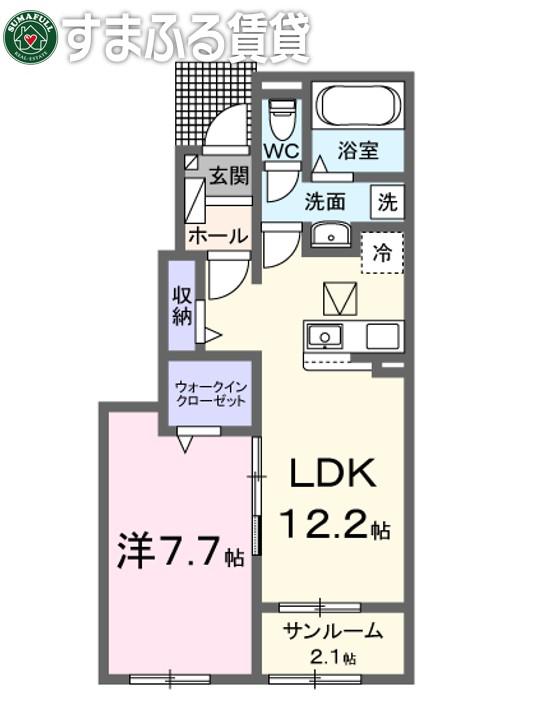 ポリミエール(1LDK/1階)の間取り写真