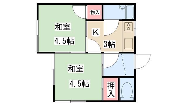 第一ハウス(2K/1階)の間取り写真